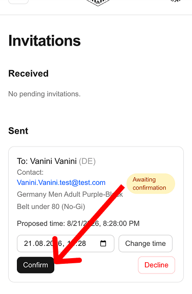 Confirm suggested time