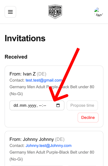 select a date and time
