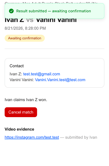 invitation is awaiting for confirmation from the athlete